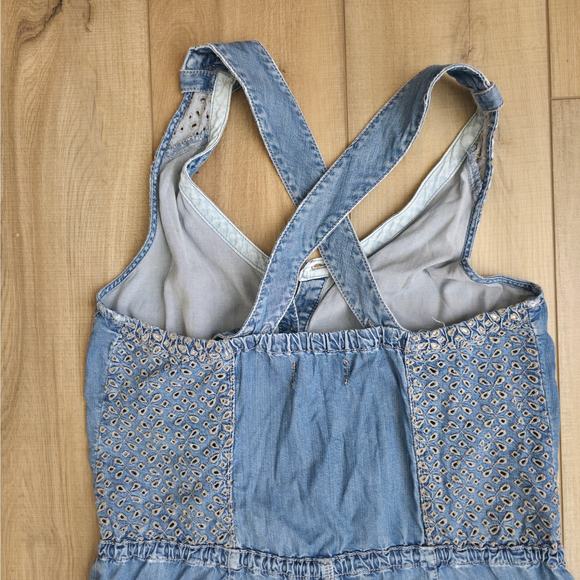 Anthropologie Holding Horses Tencel Chambray Overall Jumpsuit Women Sz 8 - Picture 4 of 12